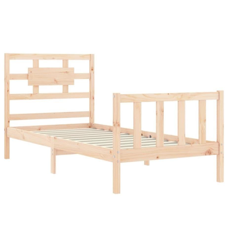 Cadre de lit avec tête de lit 90x200 cm bois massif