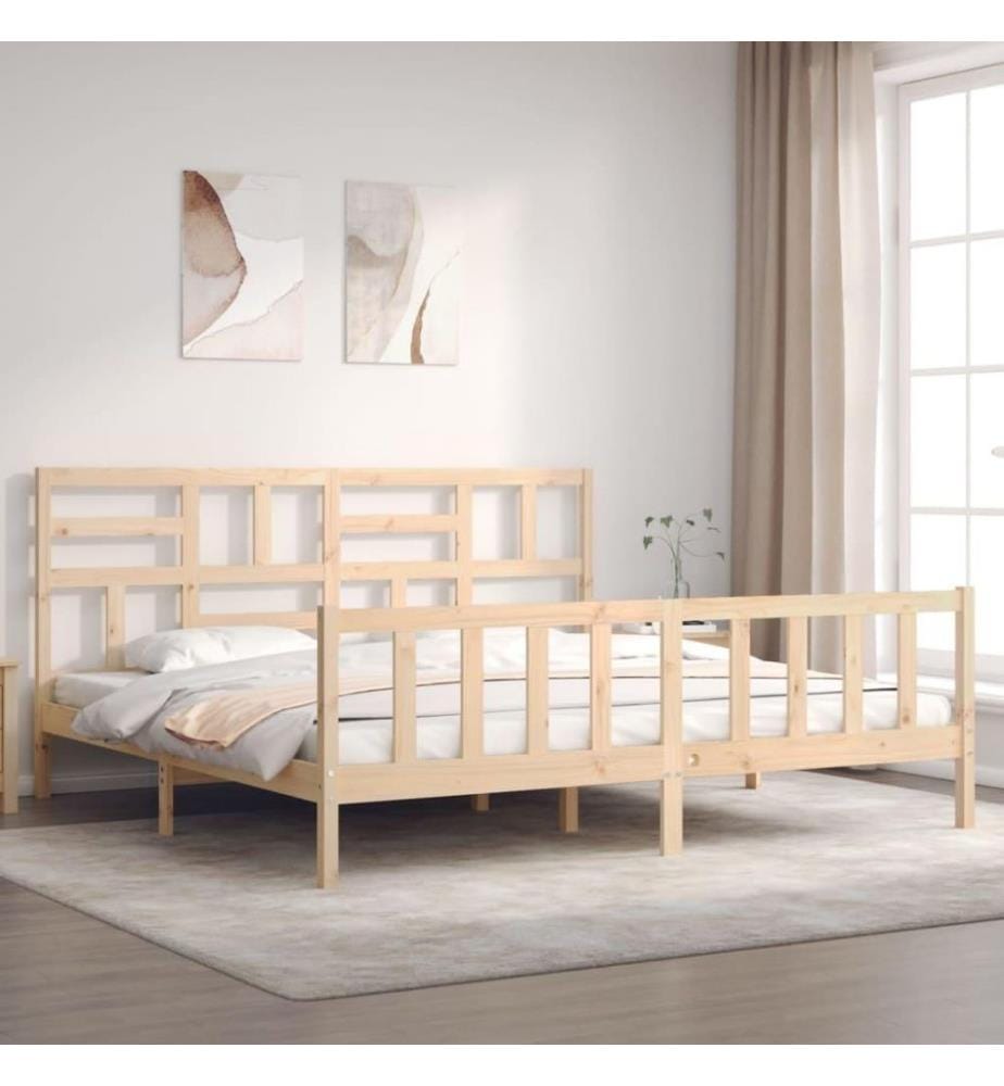 Massivholzbett mit Kopfteil 200x200 cm