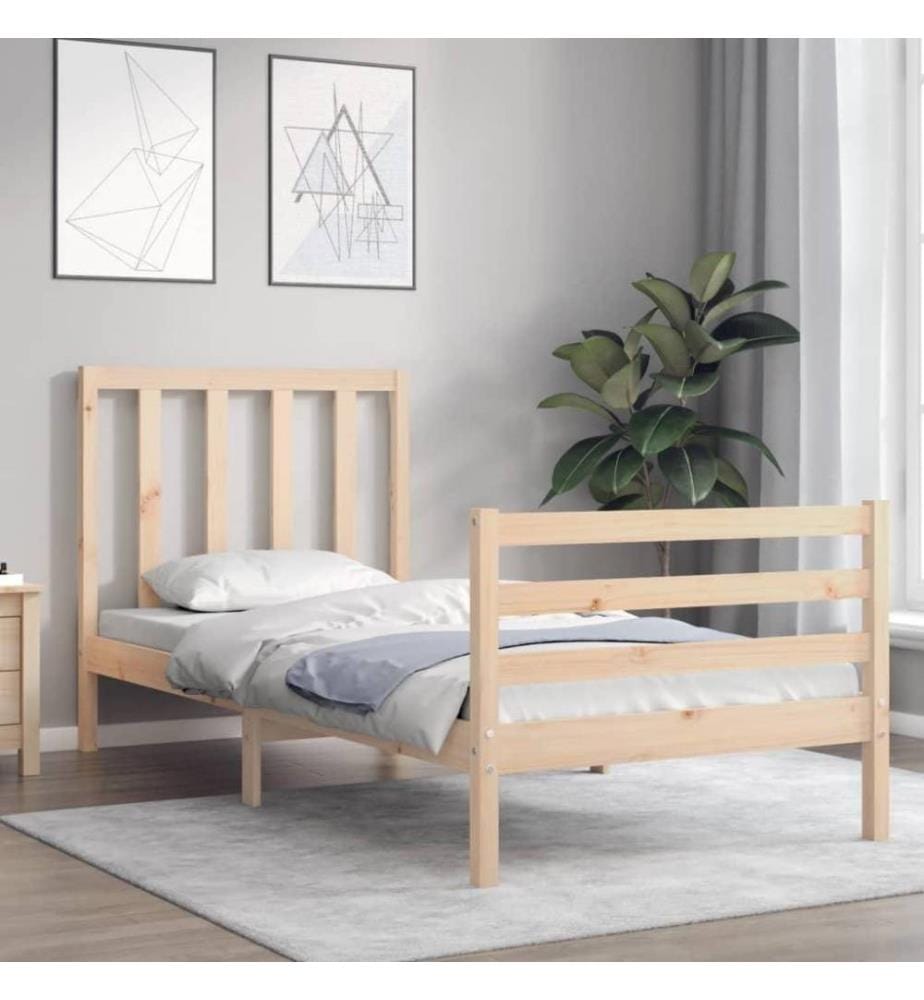 Cadre de lit et tête de lit 100x200 cm bois massif