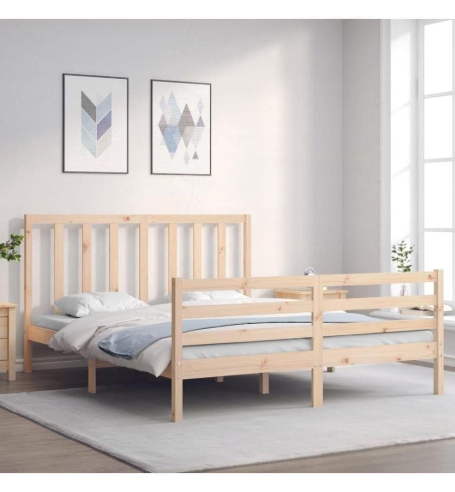 Cadre de lit avec tête de lit 160x200 cm bois massif