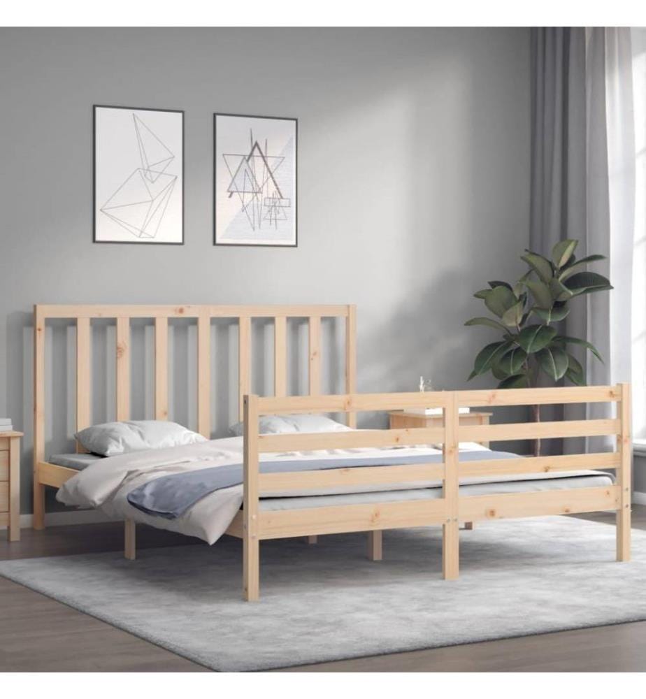 Cadre de lit avec tête de lit 160x200 cm bois massif