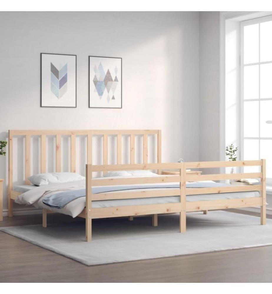 Cadre de lit avec tête de lit 200x200 cm bois massif