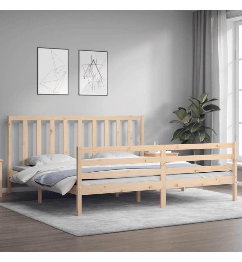 Cadre de lit avec tête de lit 200x200 cm bois massif