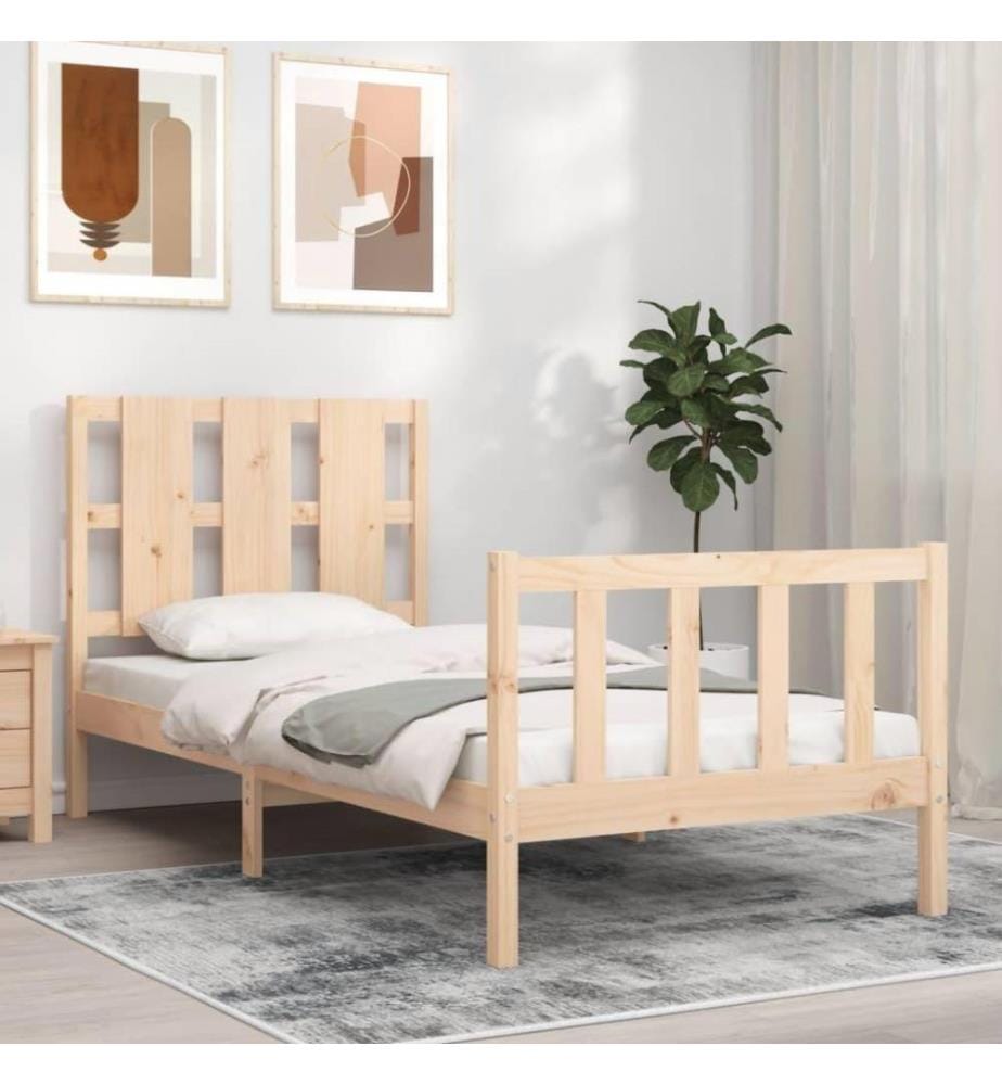 Bettgestell mit Kopfteil 90x190 cm Massivholz
