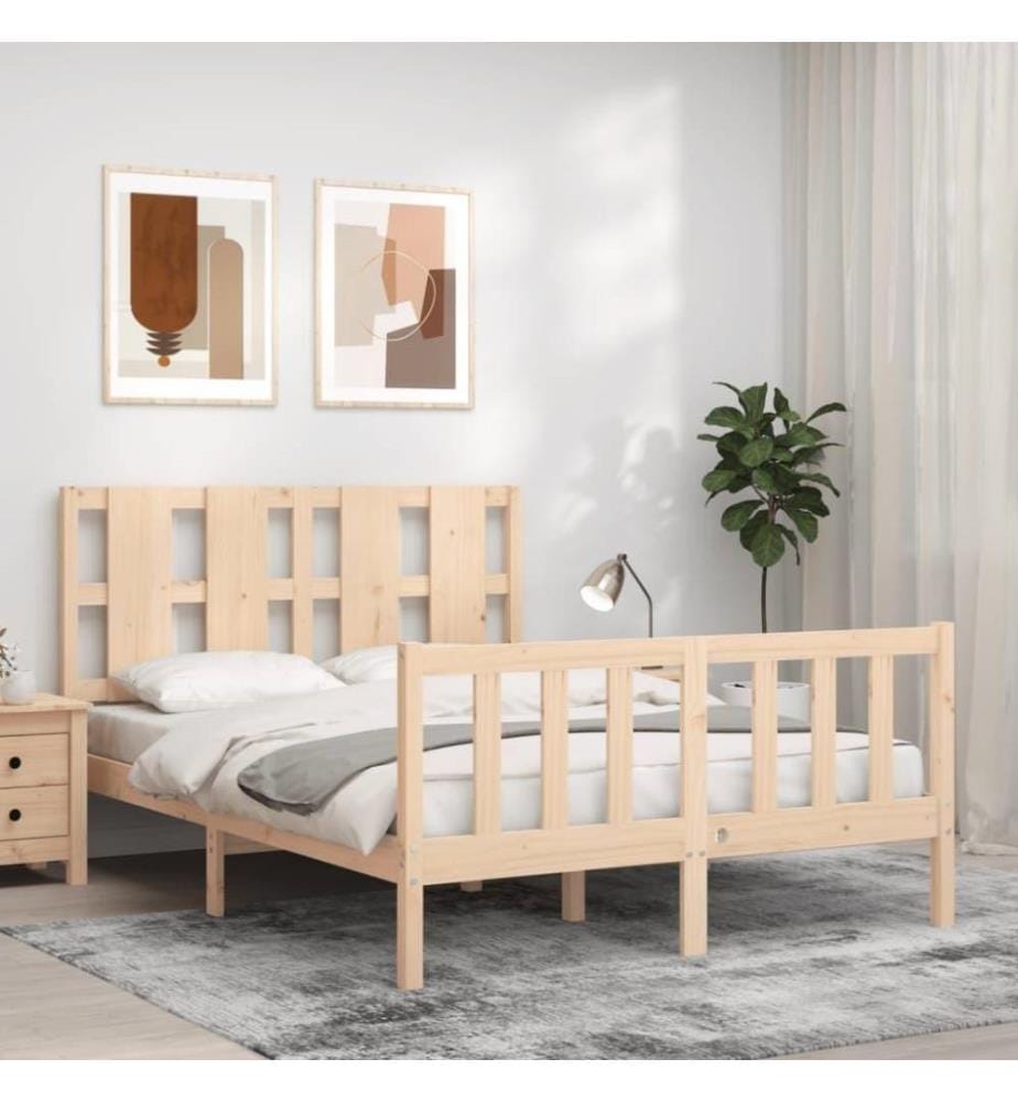 Massivholzbett mit Kopfteil 140x190 cm
