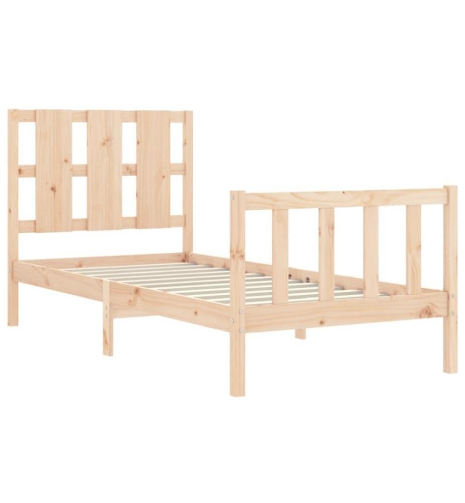 Cadre de lit avec tête de lit 90x200 cm bois massif