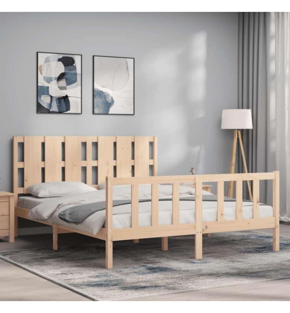 Cadre de lit avec tête de lit 160x200 cm bois massif