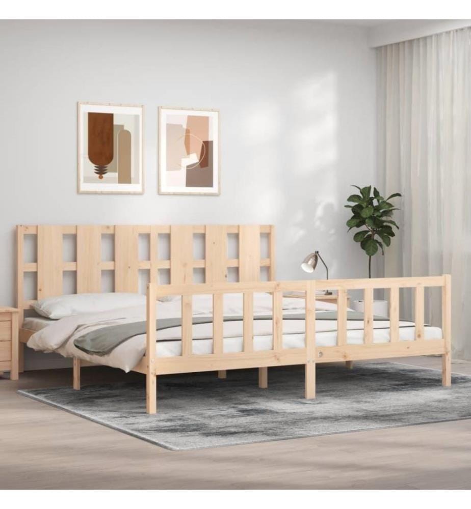 Cadre de lit avec tête de lit 180x200 cm bois massif