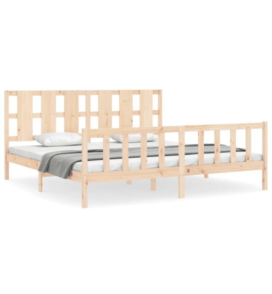 Cadre de lit avec tête de lit 180x200 cm bois massif