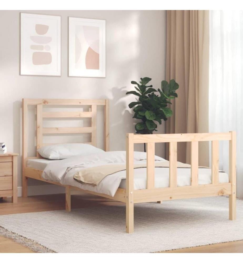 Massivholzbett mit Kopfteil 90x200 cm