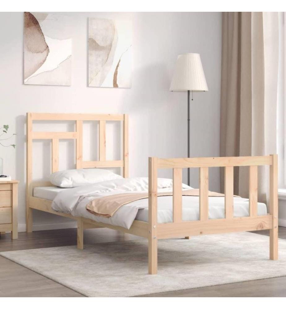 Massivholzbett mit Kopfteil 90x200 cm