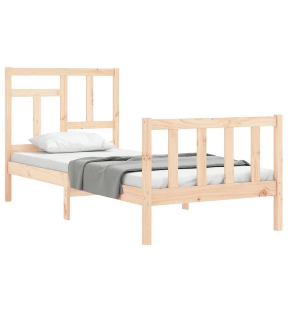 Cadre de lit avec tête de lit 90x200 cm bois massif
