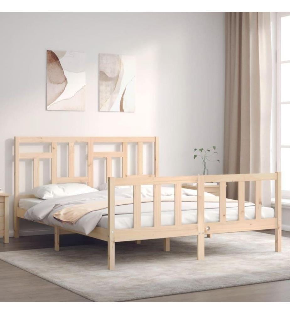 Massivholzbett mit Kopfteil 160x200 cm