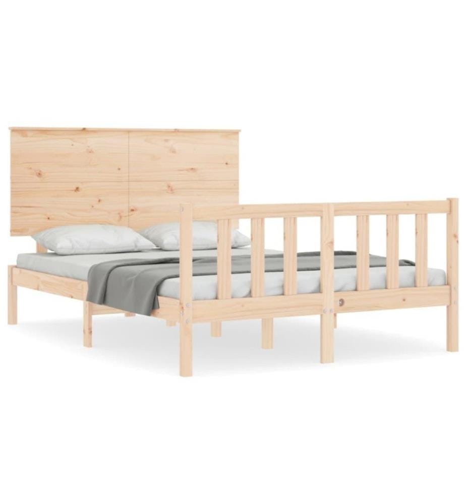Cadre de lit avec tête de lit 140x190 cm bois massif