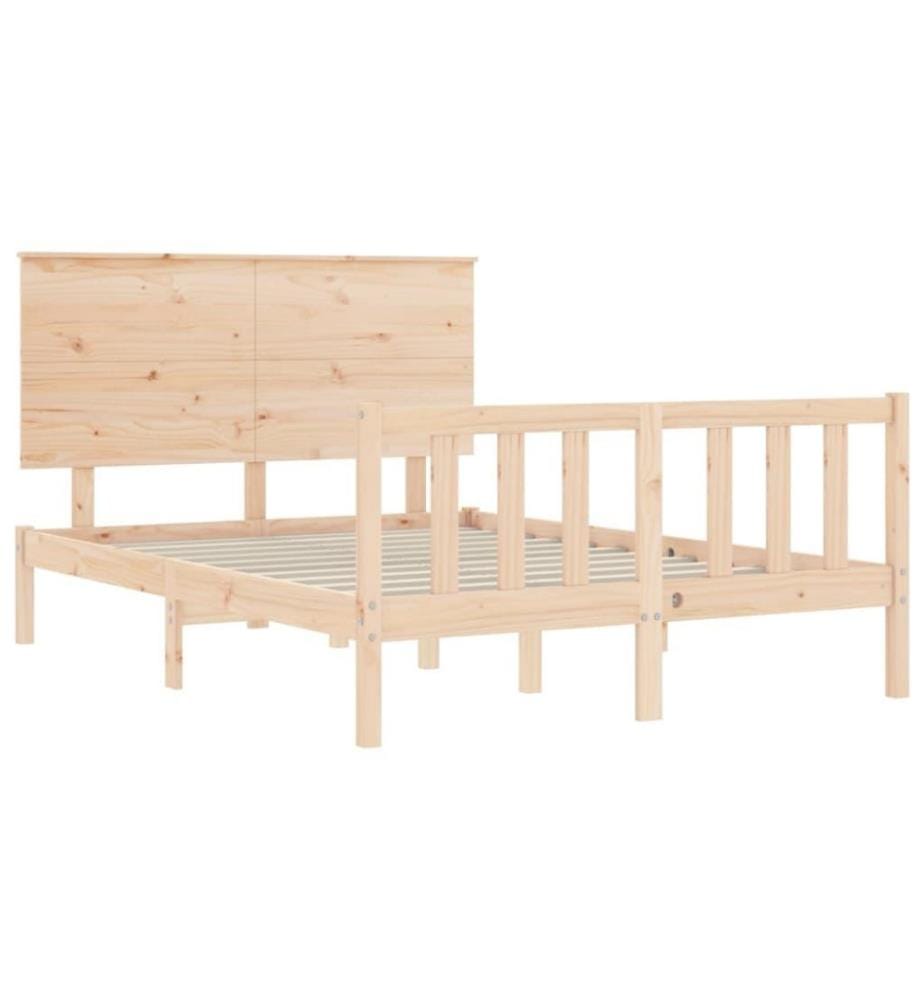 Cadre de lit avec tête de lit 120x200 cm bois massif