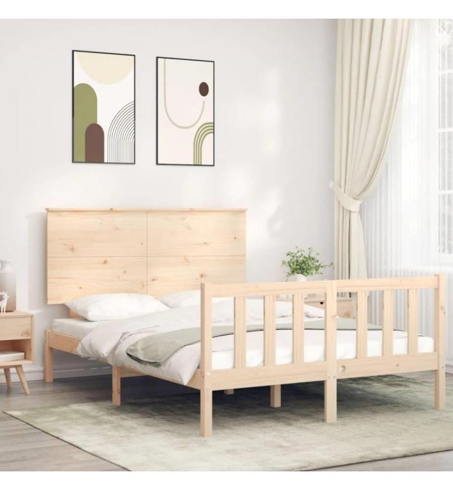 Massivholzbett mit Kopfteil 140x200 cm