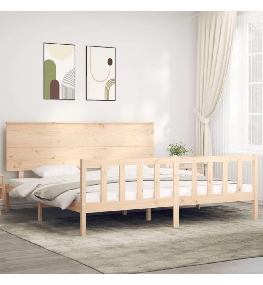 Massivholzbett mit Kopfteil 200x200 cm