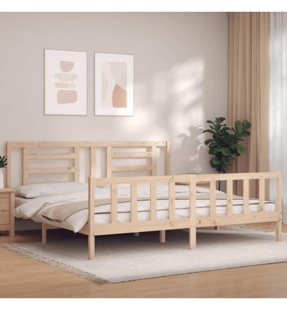 Cadre de lit avec tête de lit 200x200 cm bois massif