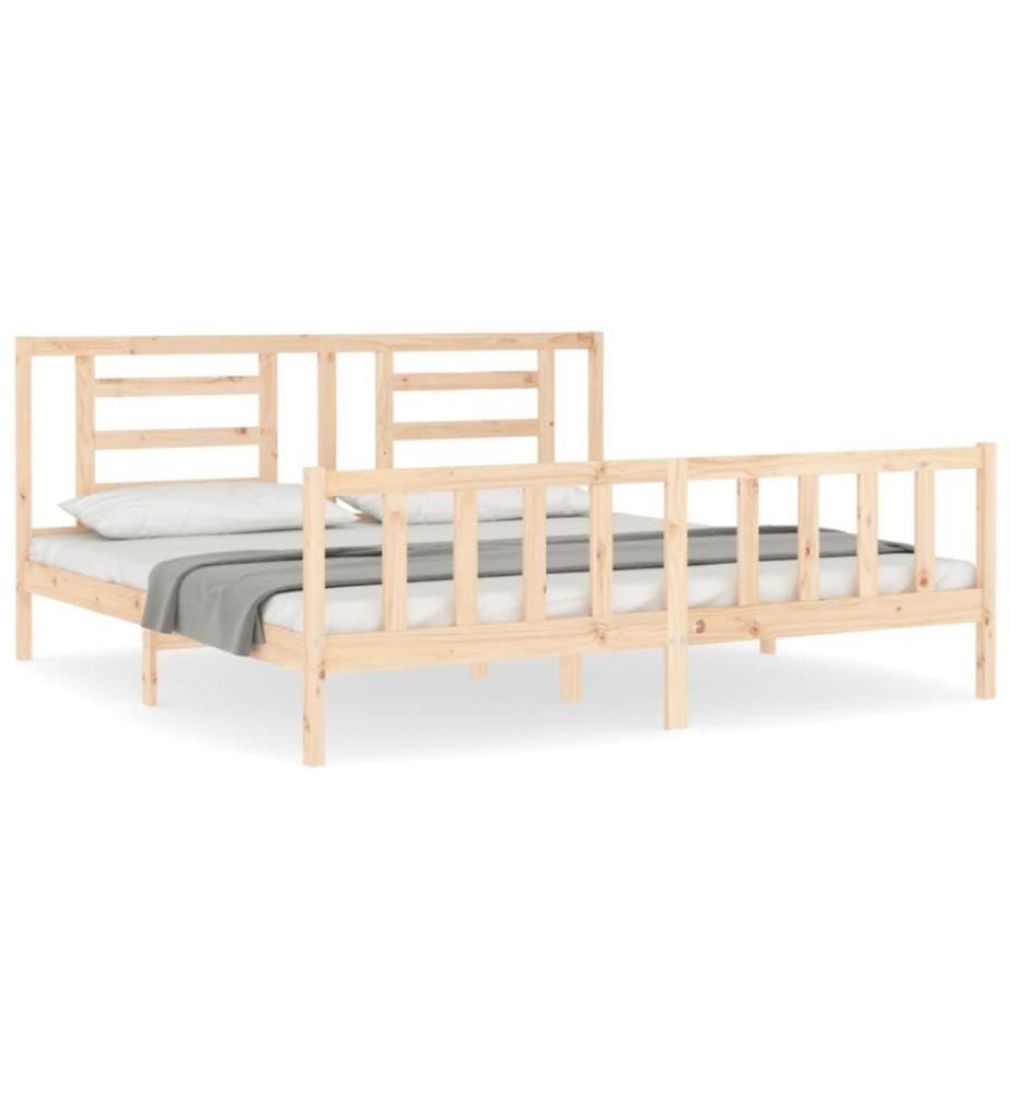 Cadre de lit avec tête de lit 200x200 cm bois massif