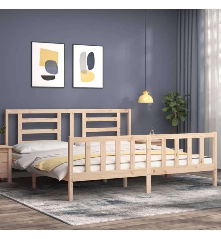 Cadre de lit avec tête de lit 200x200 cm bois massif