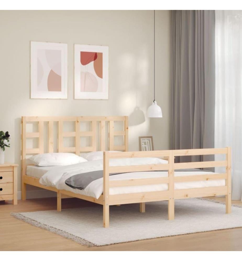 Massivholzbett mit Kopfteil 160x200 cm