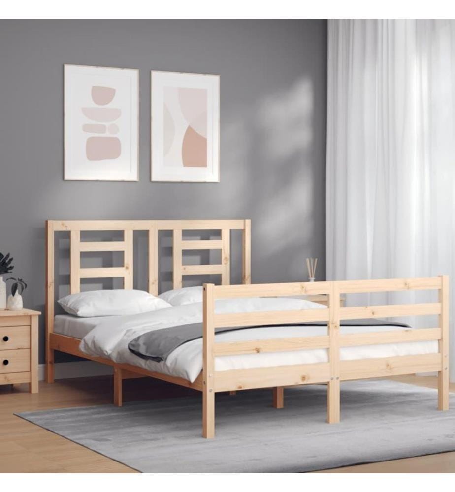 Massivholzbett mit Kopfteil 140x200 cm