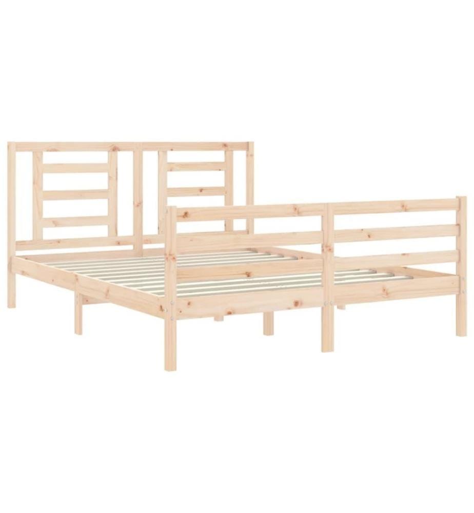 Cadre de lit avec tête de lit king size bois massif