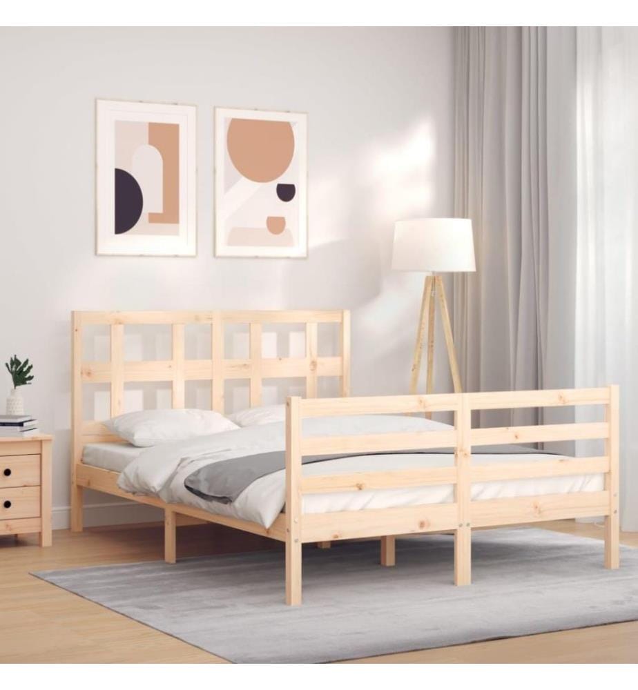 Cadre de lit avec tête de lit 120x200 cm bois massif