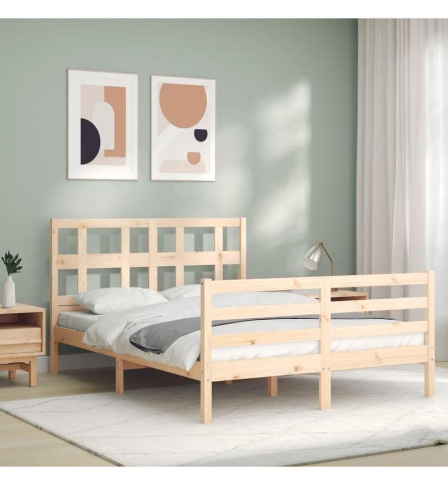 Cadre de lit avec tête de lit 120x200 cm bois massif