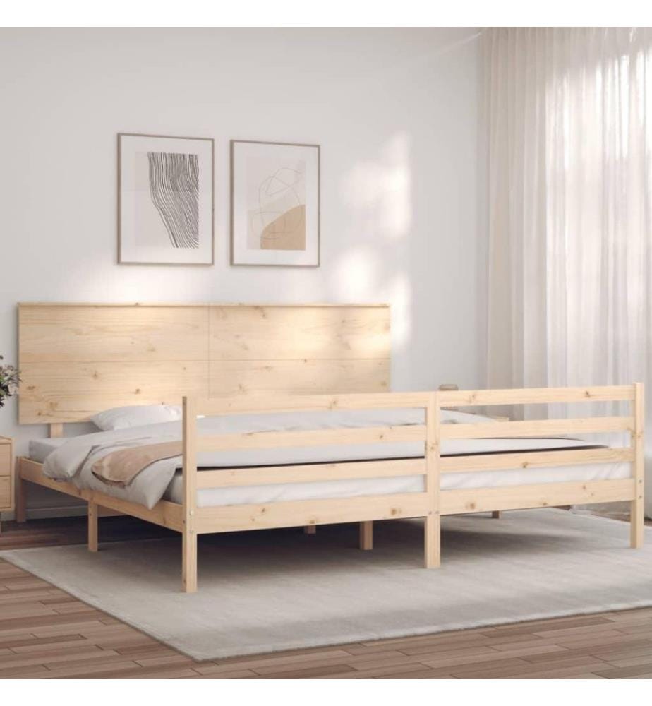 Cadre de lit avec tête de lit 200x200 cm bois massif