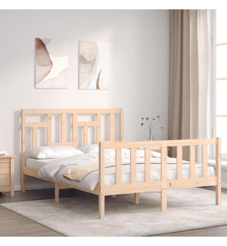 Massivholzbett mit Kopfteil 140x190 cm