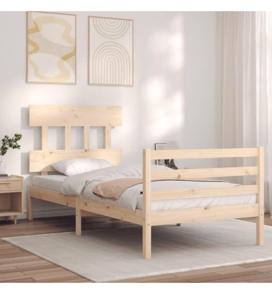 Cadre de lit avec tête de lit 90x200 cm bois massif