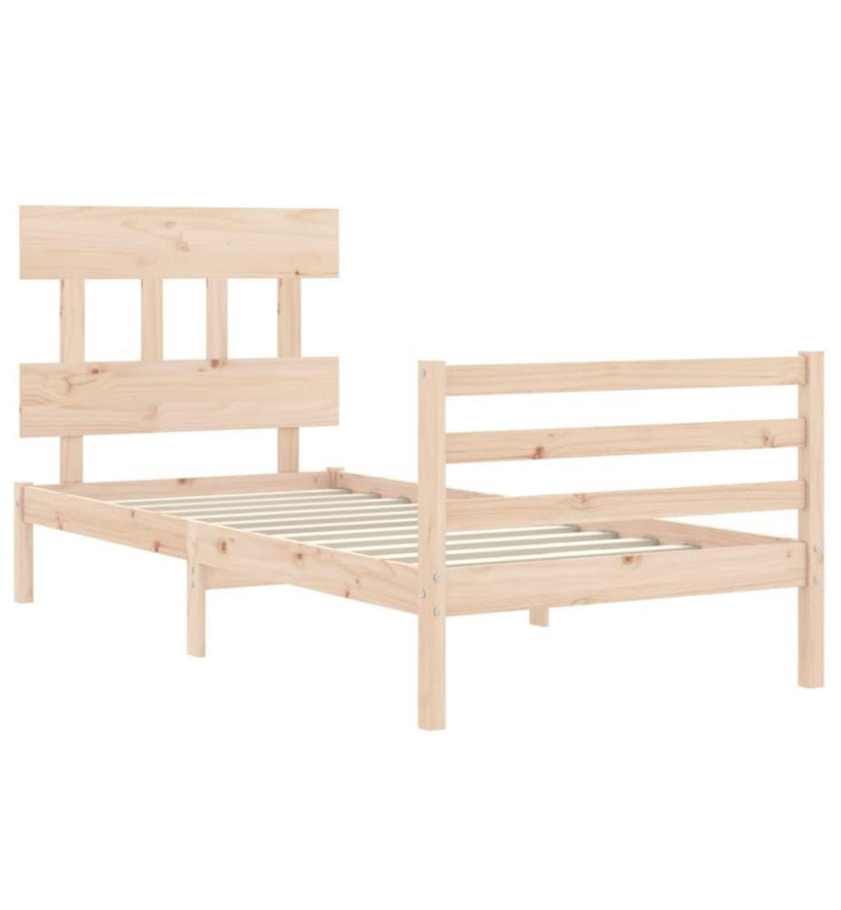 Cadre de lit avec tête de lit 90x200 cm bois massif