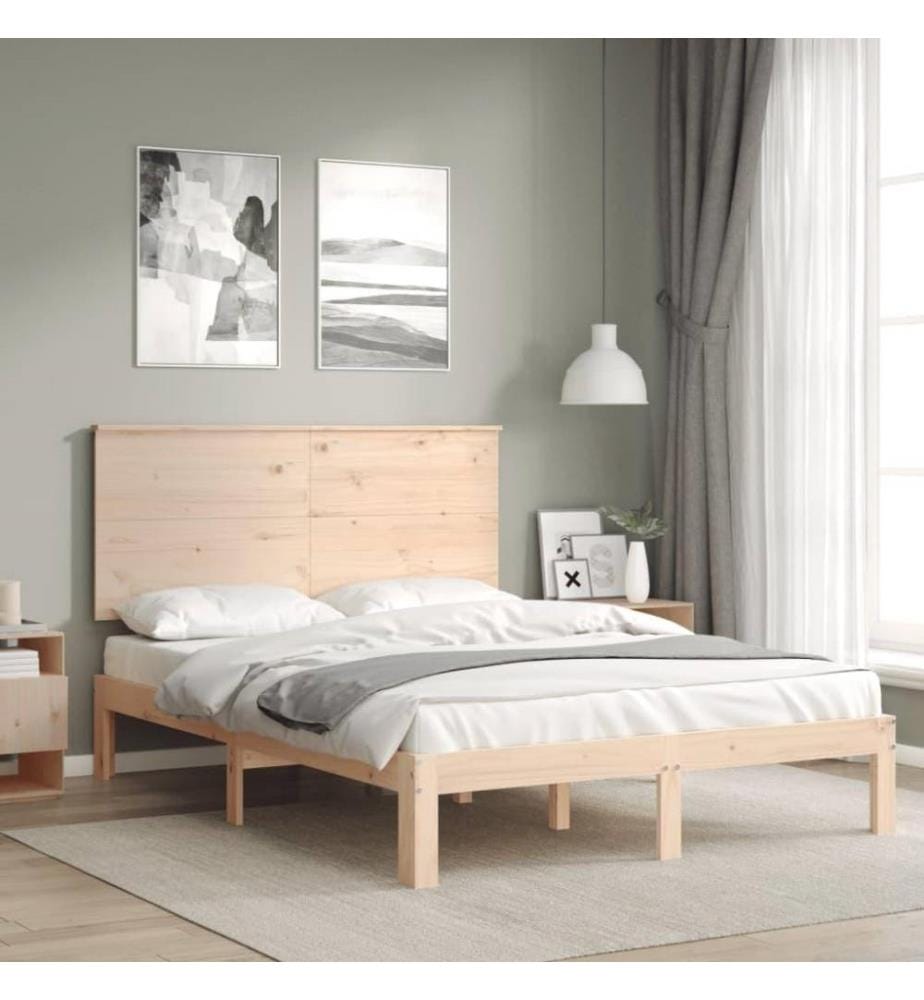 Cadre de lit avec tête de lit 120x200 cm bois massif