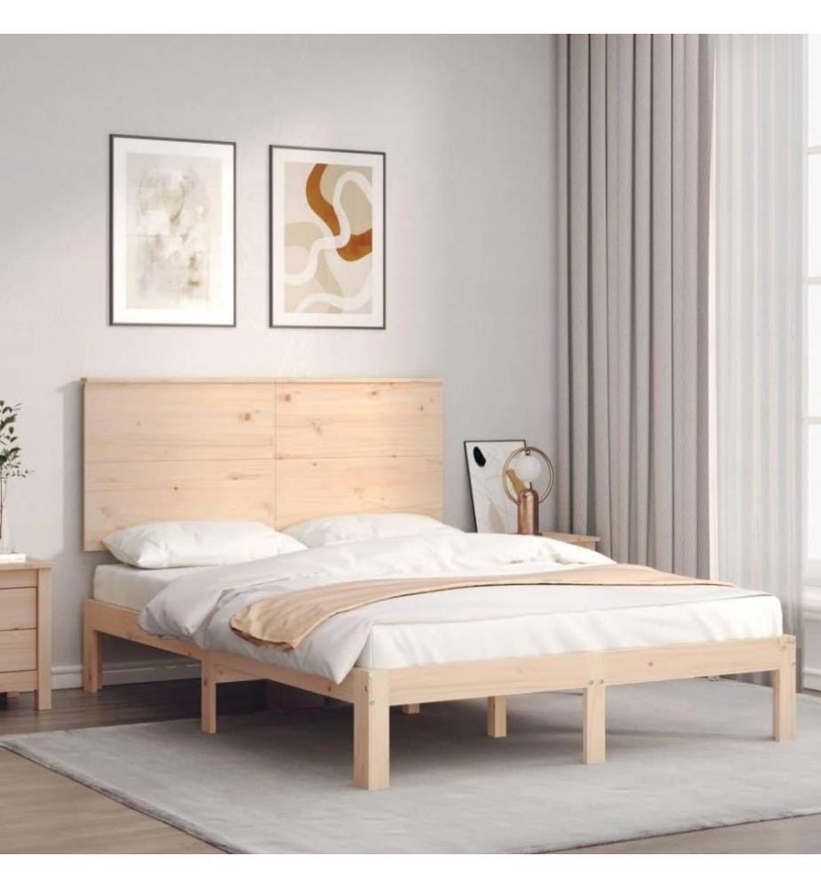 Cadre de lit avec tête de lit 140x200 cm bois massif