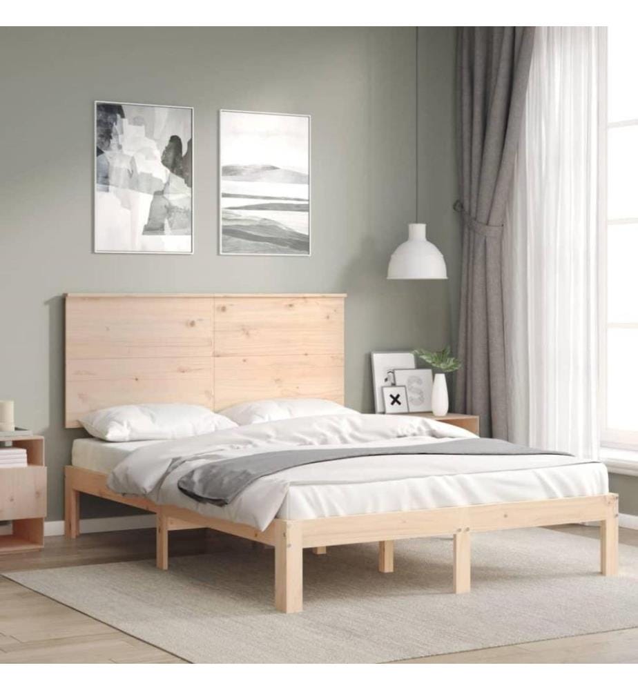 Cadre de lit avec tête de lit 140x200 cm bois massif