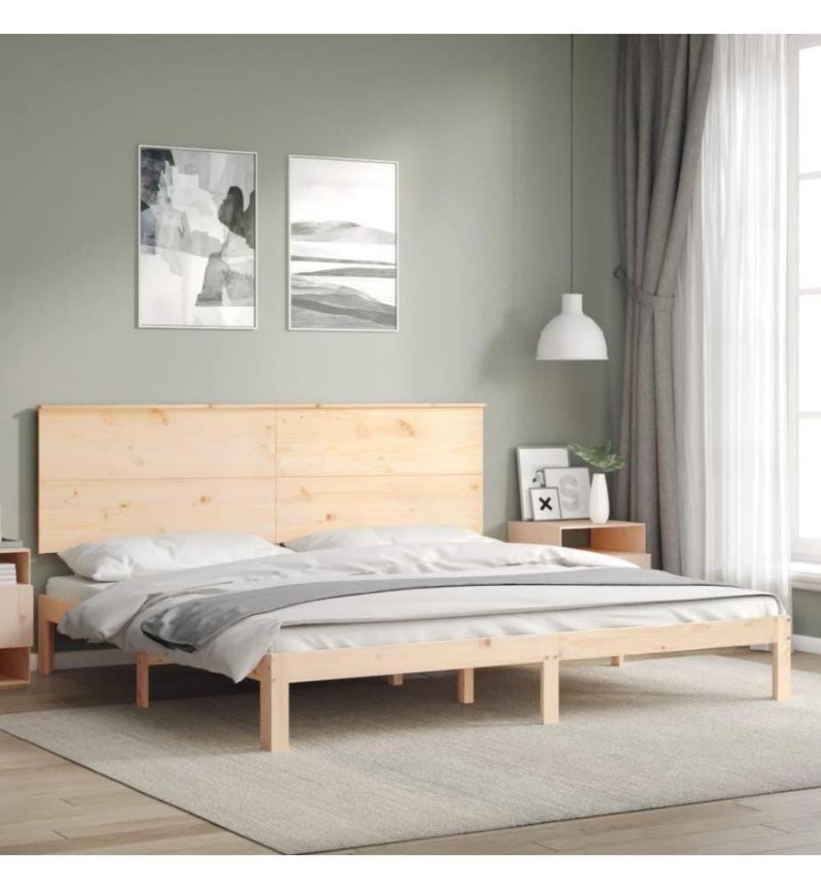 Cadre de lit avec tête de lit 200x200 cm bois massif