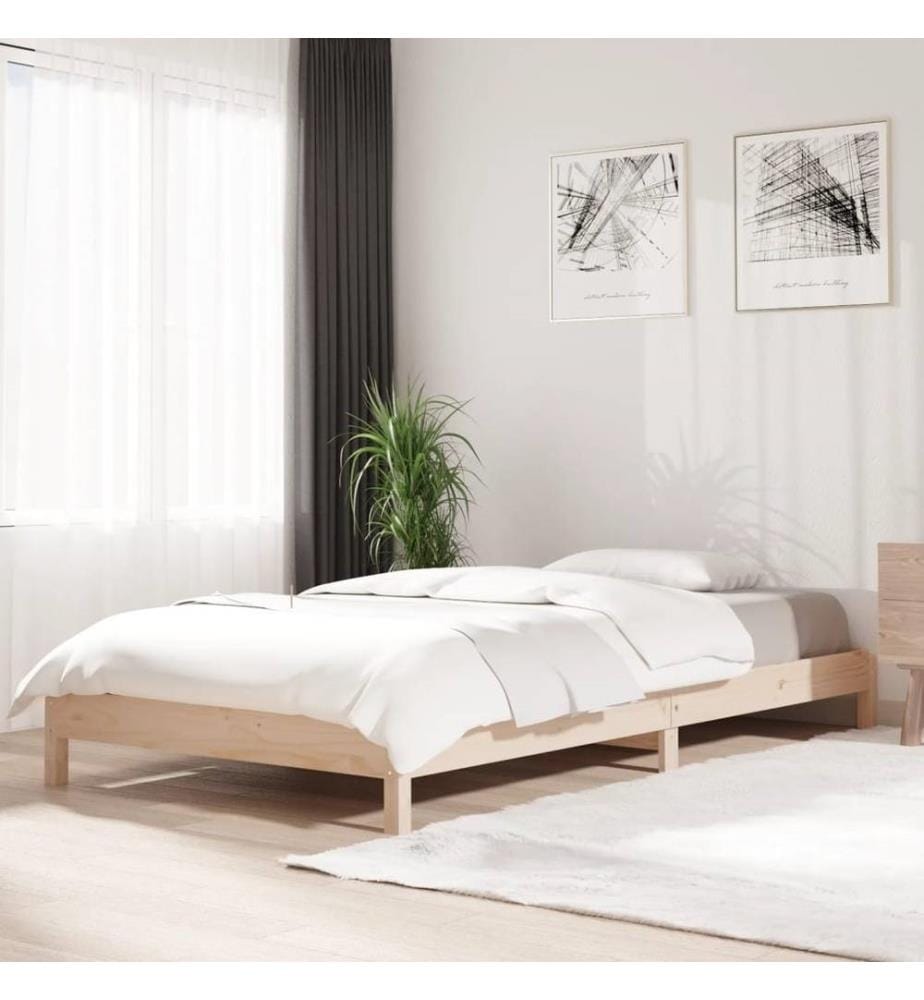 Stapelbett Schwarz 80x200 cm Massivholz Kiefer
