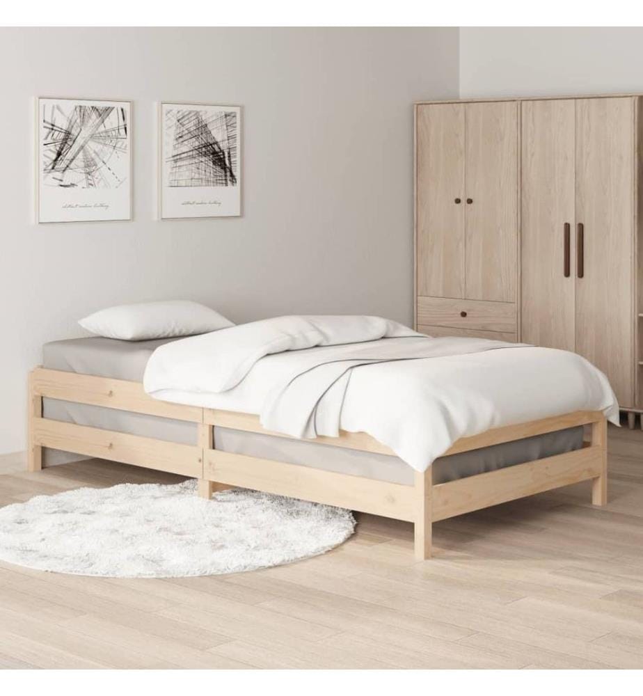 Stapelbett Schwarz 80x200 cm Massivholz Kiefer