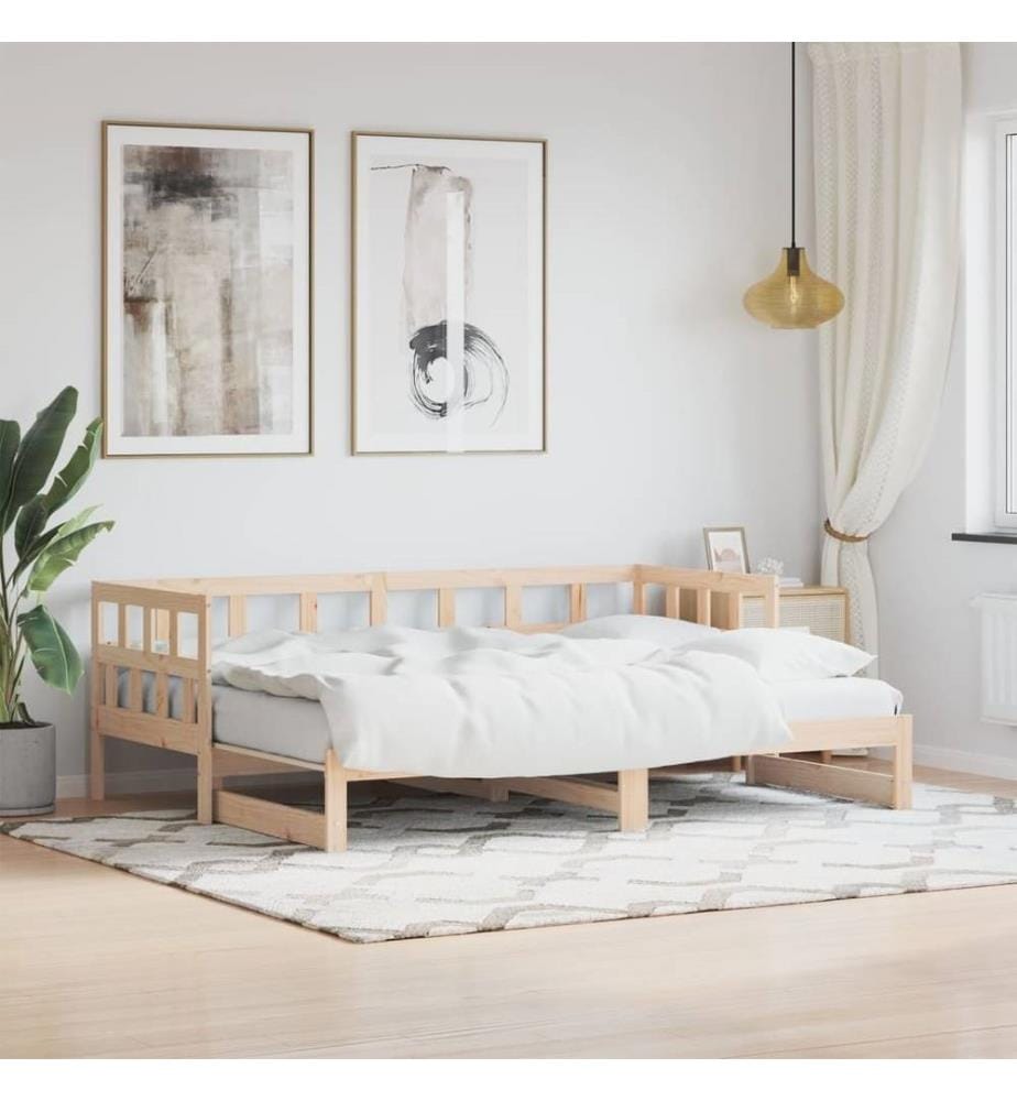 Lit de jour avec lit gigogne 80x200 cm bois de pin massif