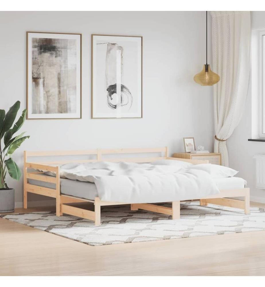 Lit de jour avec lit gigogne 80x200 cm bois de pin massif