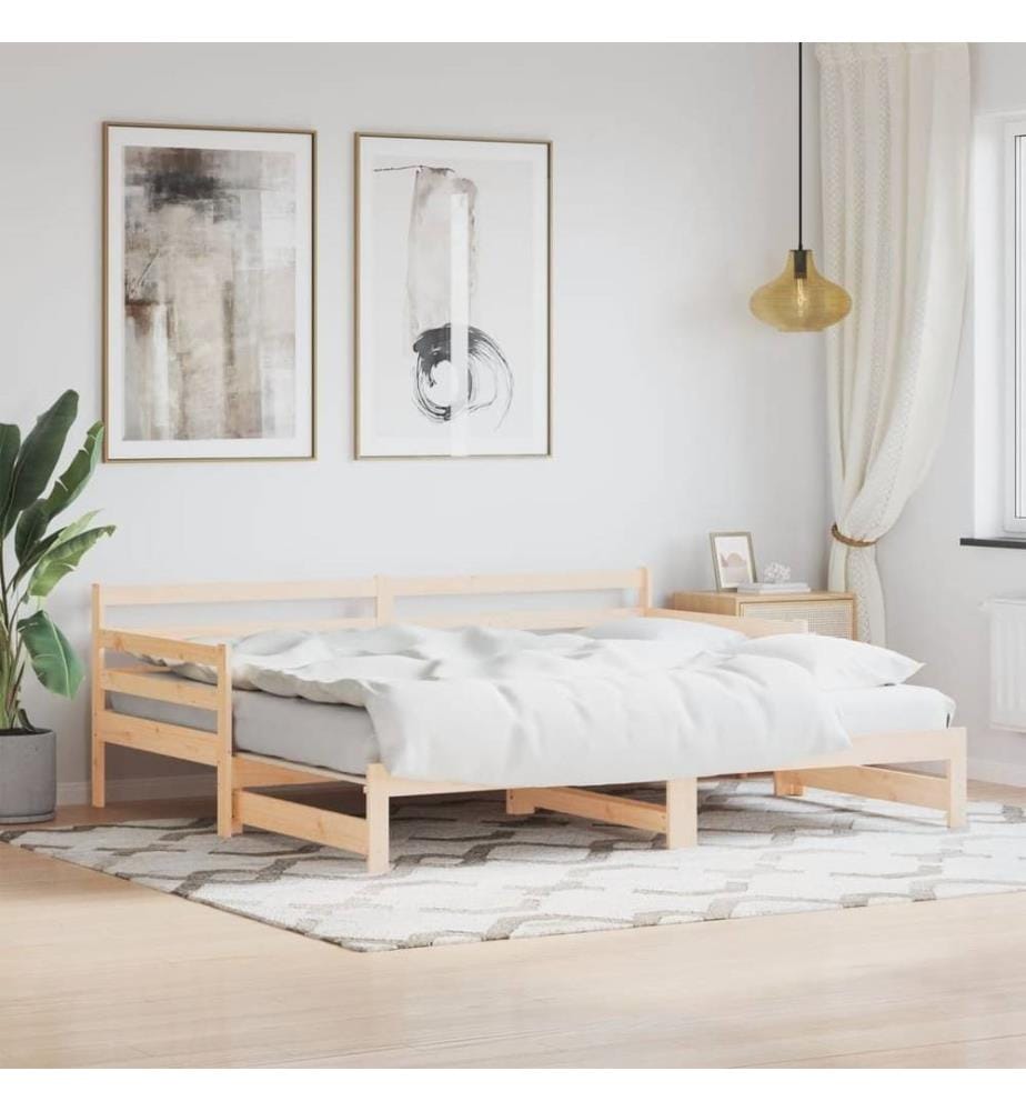 Lit de jour avec lit gigogne 90x200 cm bois de pin massif