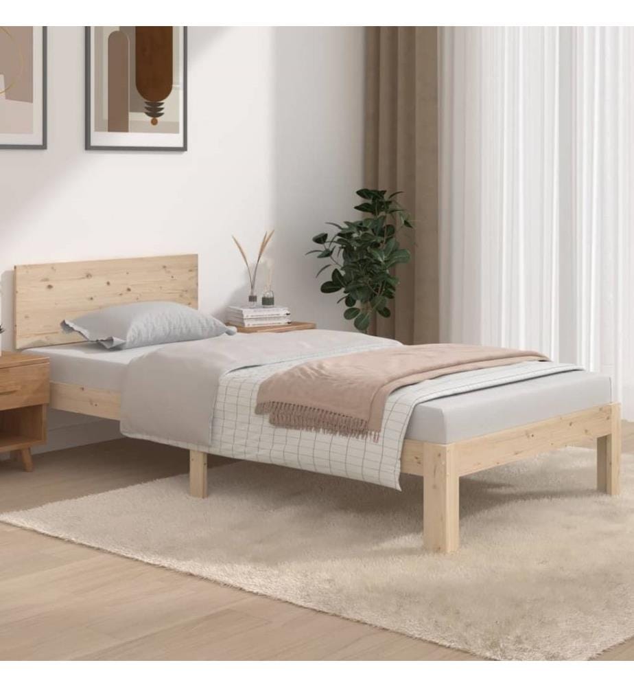 Cadre de lit bois massif 90x190 cm simple