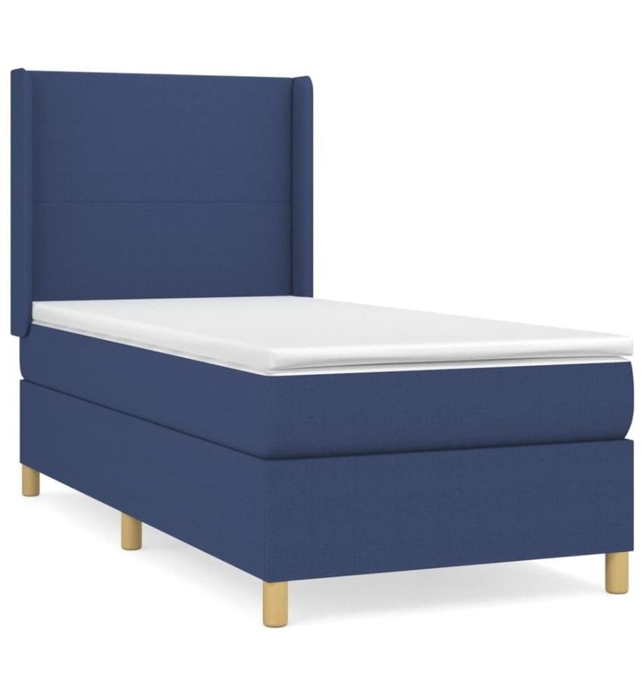 Lit à sommier tapissier avec matelas Bleu 90x190 cm Tissu