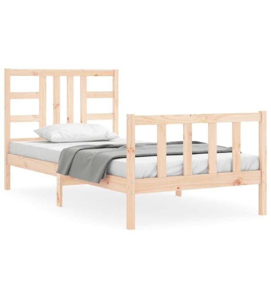 Cadre de lit et tête de lit 100x200 cm bois massif