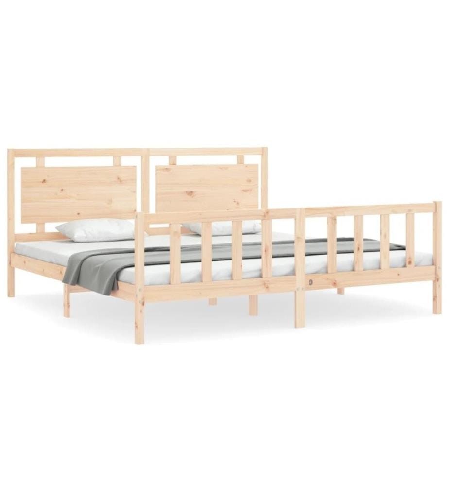 Cadre de lit avec tête de lit 180x200 cm bois massif
