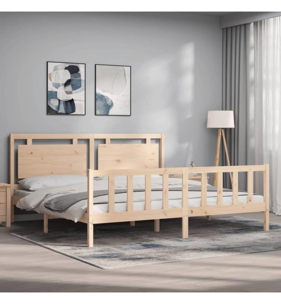 Cadre de lit avec tête de lit 180x200 cm bois massif