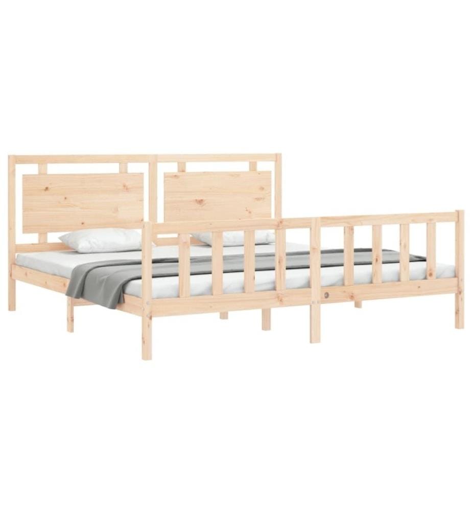 Cadre de lit avec tête de lit 180x200 cm bois massif