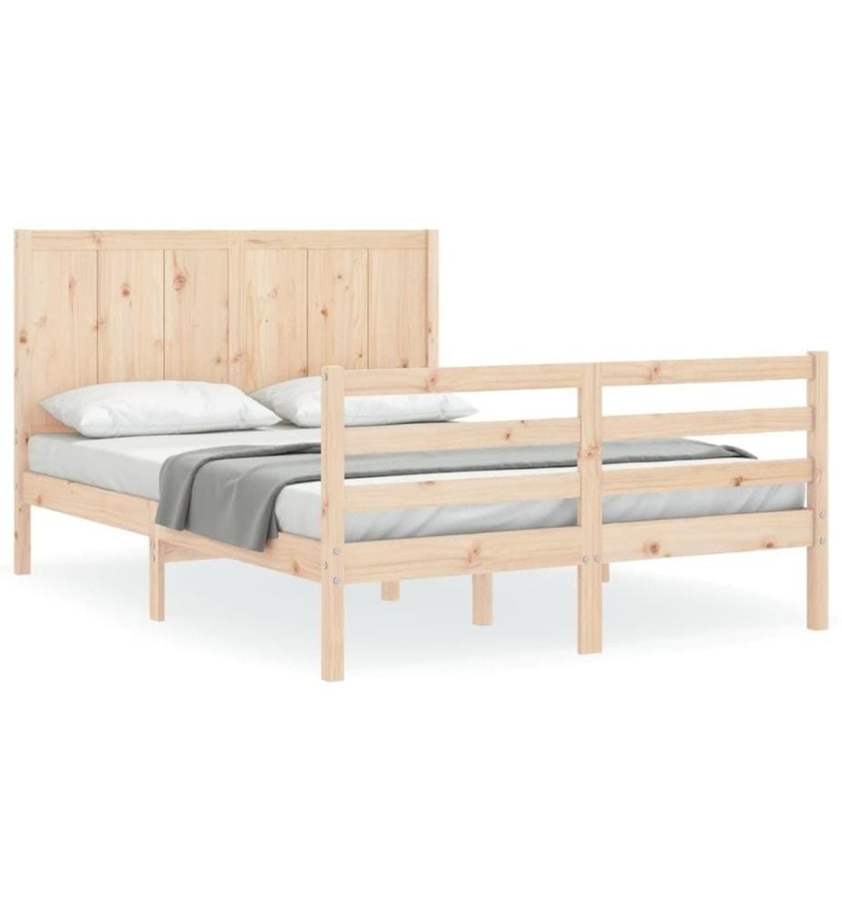 Cadre de lit avec tête de lit 140x190 cm bois massif