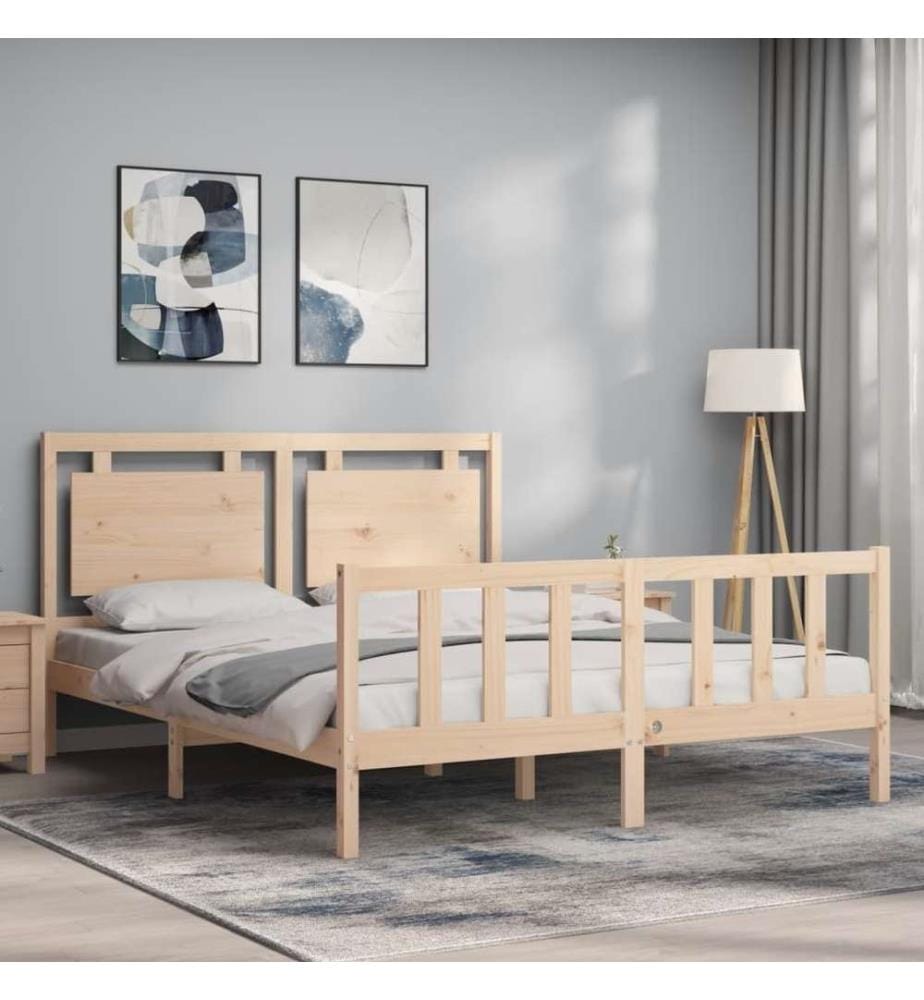 Cadre de lit avec tête de lit 160x200 cm bois massif